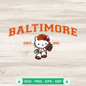 Hello Kitty MLB Baltimore Orioles SVG file for cutting machines