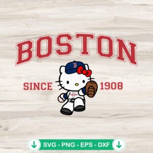 Hello Kitty MLB Boston Red Sox svg file for cutting machine