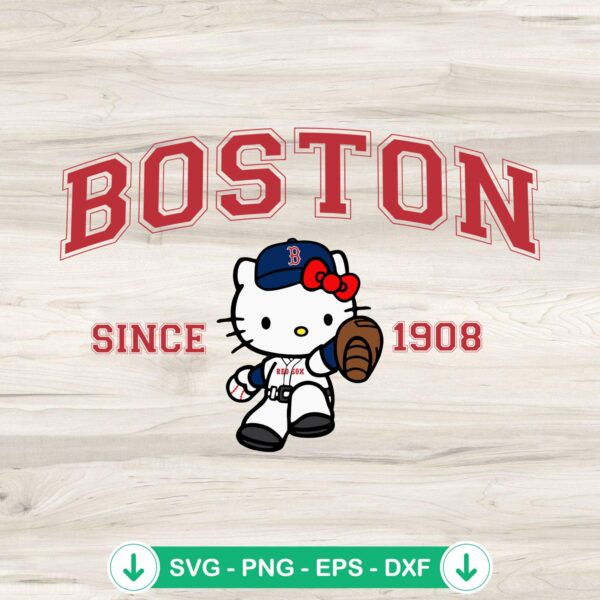Hello Kitty MLB Boston Red Sox svg file for cutting machine