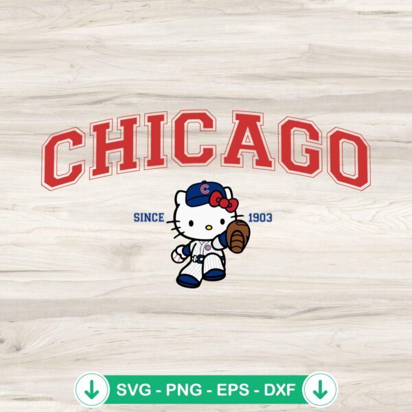Hello Kitty MLB Chicago Cubs svg file for crafting and cutting
