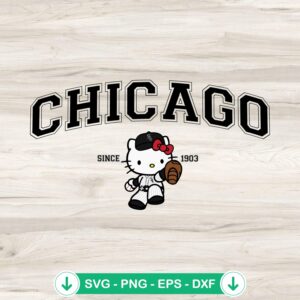 Hello Kitty MLB Chicago White Sox SVG file, cricut svg cut file
