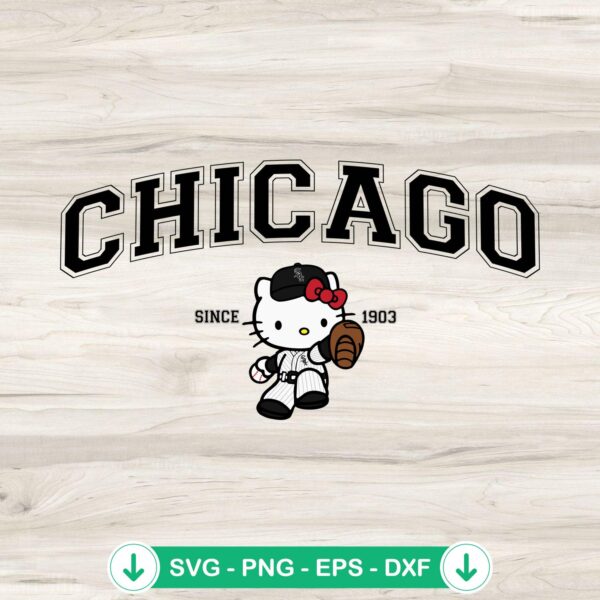 Hello Kitty MLB Chicago White Sox SVG file, cricut svg cut file