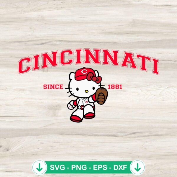 Hello Kitty Cincinnati Reds svg file for cutting machine