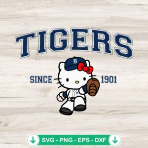 Hello Kitty MLB Detroit Tigers svg file for cutting machine