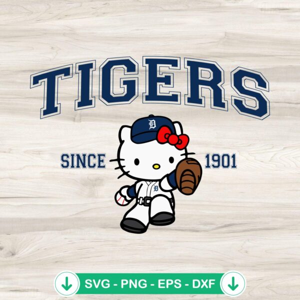 Hello Kitty MLB Detroit Tigers svg file for cutting machine