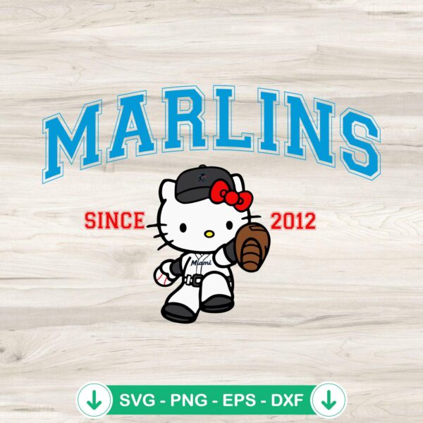 Hello Kitty MLB Miami Marlins SVG file for cricut cutting