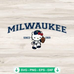 Hello Kitty MLB Milwaukee Brewers svg file for cutting machines