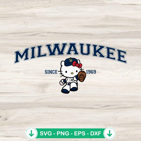 Hello Kitty MLB Milwaukee Brewers svg file for cutting machines