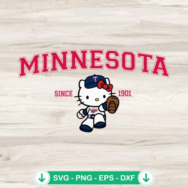Hello Kitty MLB Minnesota Twins svg file for crafting