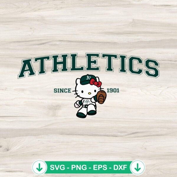 Hello Kitty MLB Oakland Athletics SVG file for cricut