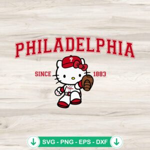 Hello Kitty Philadelphia Phillies SVG file for Cricut cutting machine