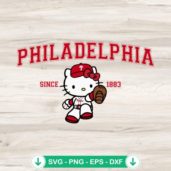 Hello Kitty Philadelphia Phillies SVG file for Cricut cutting machine