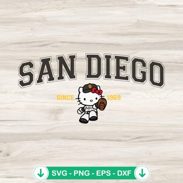 Hello Kitty MLB San Diego Padres SVG file for cutting machine