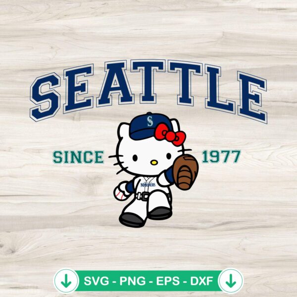 Hello Kitty MLB Seattle Mariners svg file for Cricut cutting machine