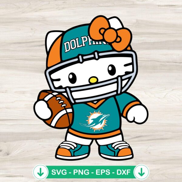 Hello Kitty Miami Dolphins SVG file for Cricut cutting machine