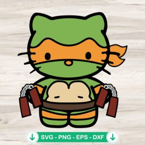 Hello Kitty Michelangelo Ninja Turtles svg file for cutting machine