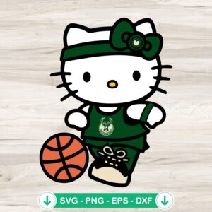 Hello Kitty Milwaukee Bucks SVG file for Cricut cutting machine