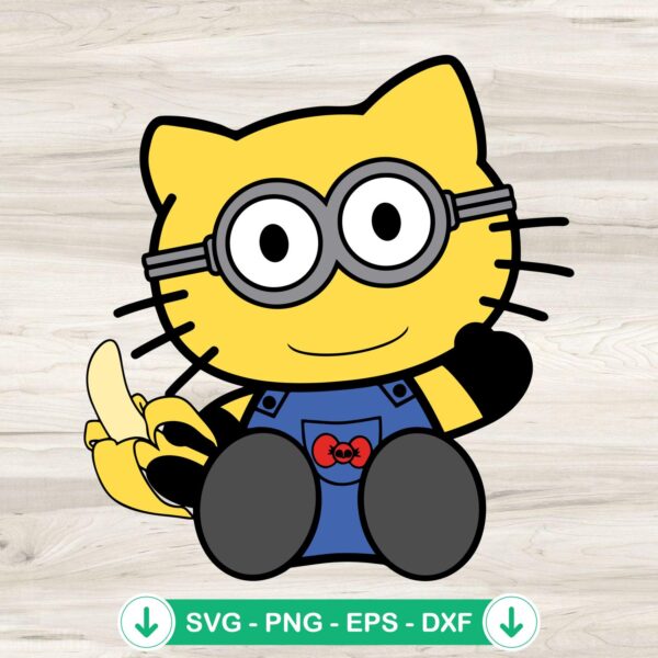 Hello Kitty Minion Banana SVG file, cricut svg cut file