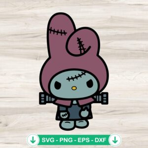 Hello Kitty My Melody Frankenstein SVG file for Halloween