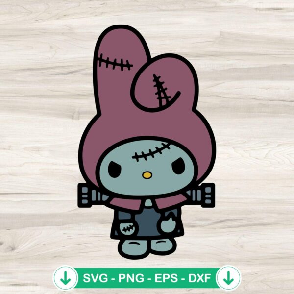 Hello Kitty My Melody Frankenstein SVG file for Halloween
