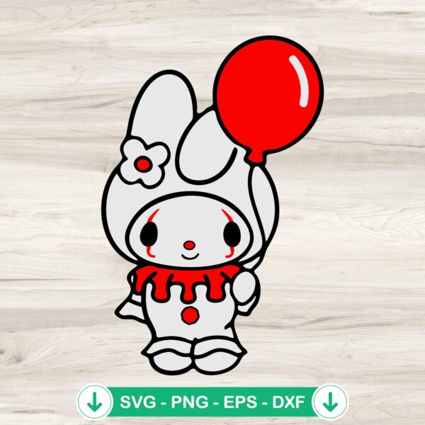 Hello Kitty Horror Clown SVG file for Cricut cutting machine