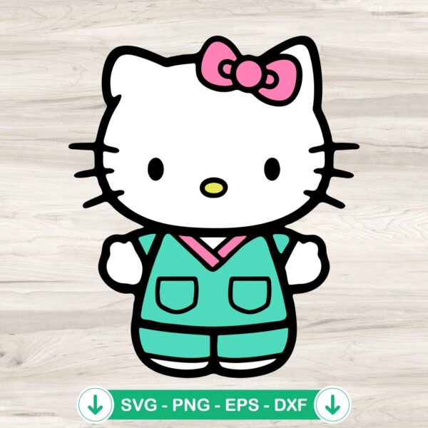 Hello Kitty Nurse SVG file for cutting machines and DIY
