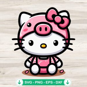 Hello Kitty Pink Pig SVG file, cutting file for Cricut crafts