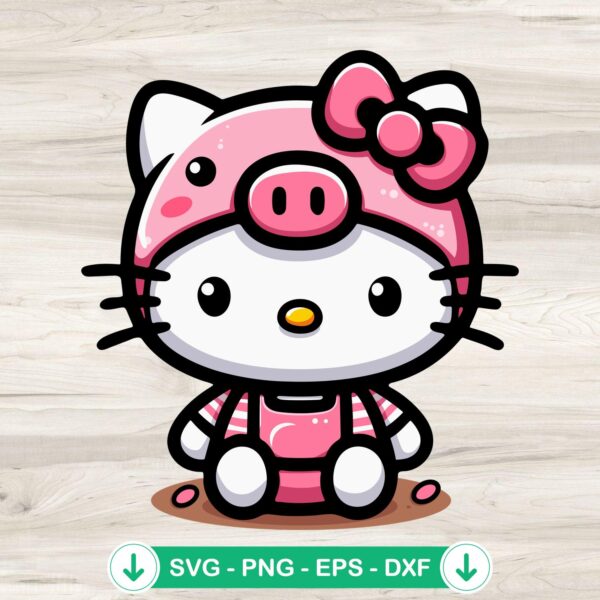 Hello Kitty Pink Pig SVG file, cutting file for Cricut crafts