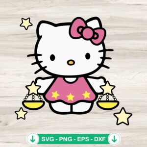 Hello Kitty Pink SVG file for cricut, cute kitty cutting file