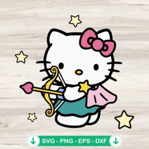 Hello Kitty Sagittarius SVG file, Cricut cut file for archery theme