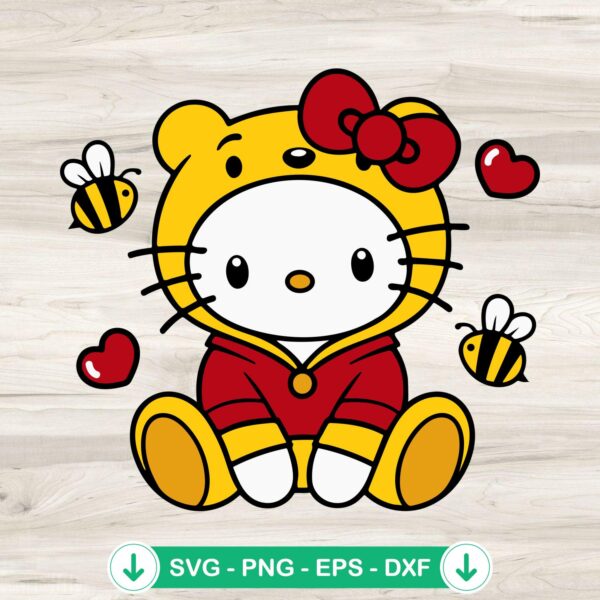Hello Kitty Pooh Bear SVG file for Cricut cutting machine