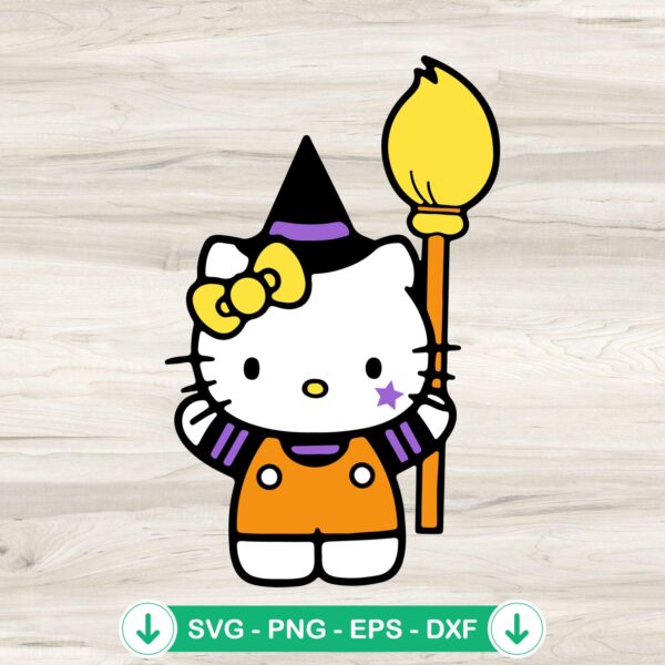 Hello Kitty Witch SVG file for Halloween cut file