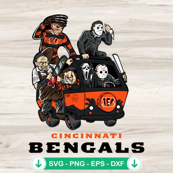 Cincinnati Bengals Halloween horror characters SVG file for cutting