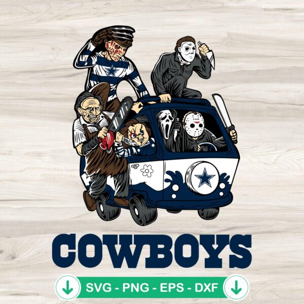 Horror Characters Dallas Cowboys SVG file for Cricut cutting