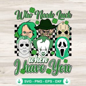 Horror Characters St. Patrick's Day SVG cut file.
