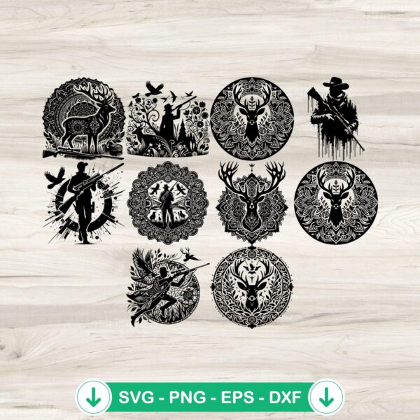 Hunting Deer Mandala Bundle SVG file for cricut cutting machine