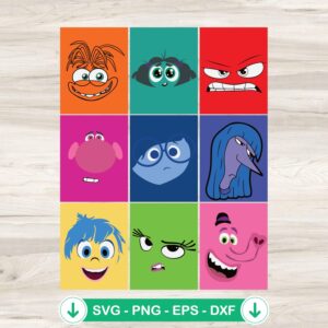 Inside Out 2 Faces svg file for Cricut and Silhouette cutting file