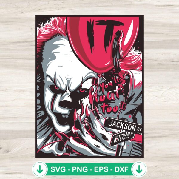 It Movie SVG file, Pennywise cutting file for Cricut