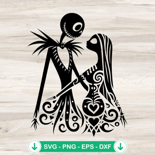 Jack And Sally Mandala SVG file for Cricut cutting machine