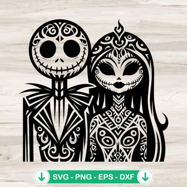 Jack And Sally Mandala SVG file for Cricut cutting machine
