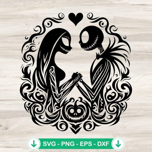Jack And Sally SVG file for Nightmare Before Christmas cutting file