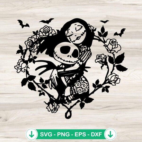 Jack And Sally SVG file for Halloween couple crafting