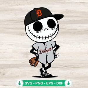 Jack Skellington Detroit Tigers baseball SVG file for Cricut