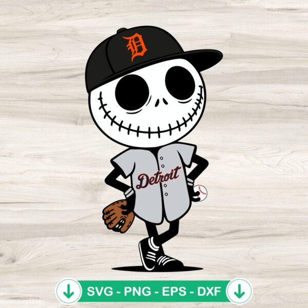 Jack Skellington Detroit Tigers baseball SVG file for Cricut