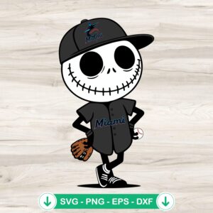 Jack Skellington Miami Marlins baseball svg file for Cricut
