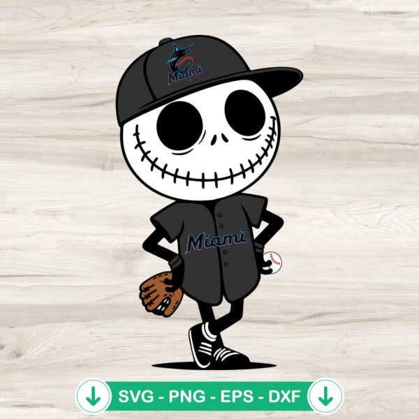 Jack Skellington Miami Marlins baseball svg file for Cricut