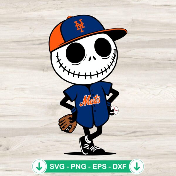 Jack Skellington New York Mets baseball svg file cutting file