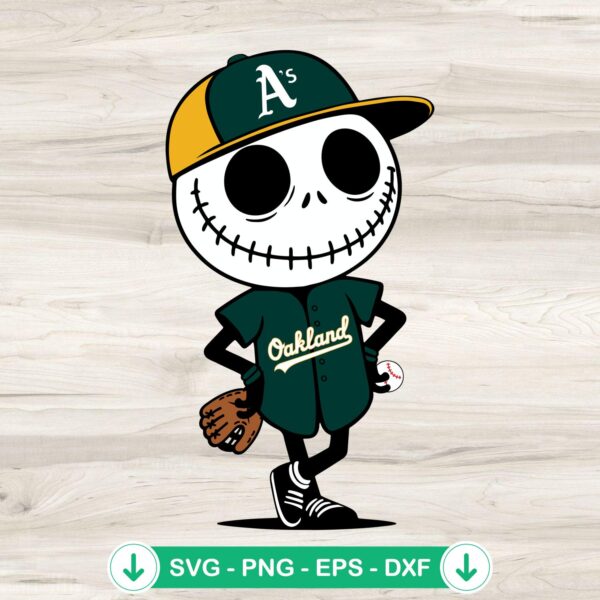 Jack Skellington Oakland Athletics baseball svg file for Cricut