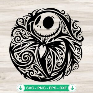 Jack Skellington SVG file - Mandala and Zentangle cutting file