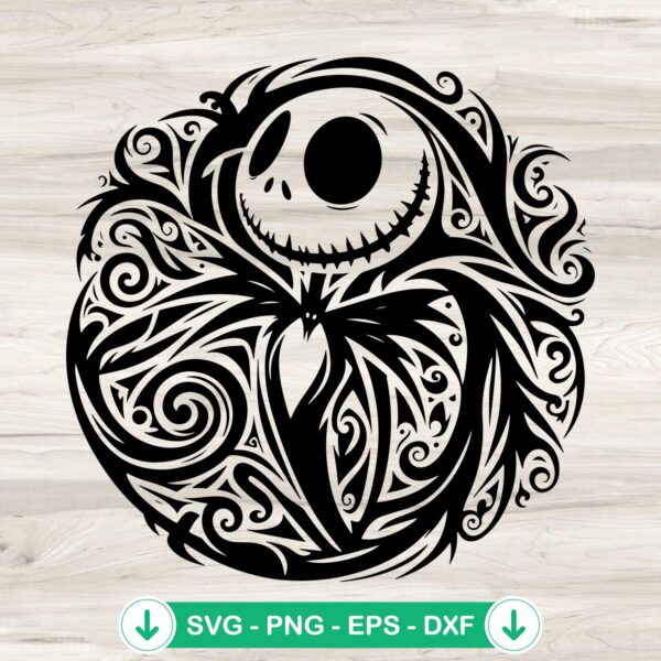 Jack Skellington SVG file - Mandala and Zentangle cutting file